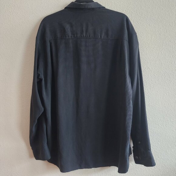 Tommy Bahama Mens 100% Silk Button Up Shirt Long Sleeve Collared Black Size M - Picture 2 of 8